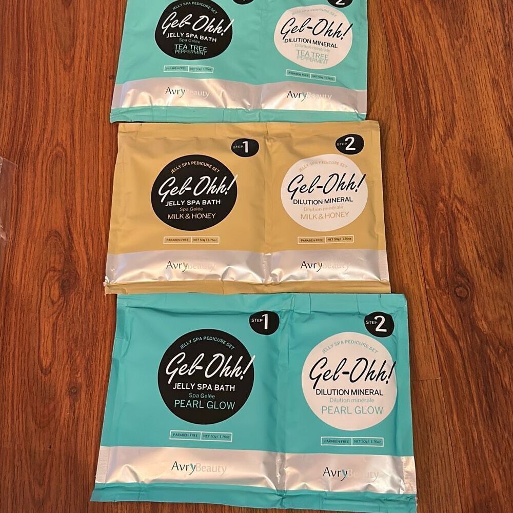 NEW Avry 3 packages Beauty gel-ohh jelly spa bath. Tea tree, milk and honey pear